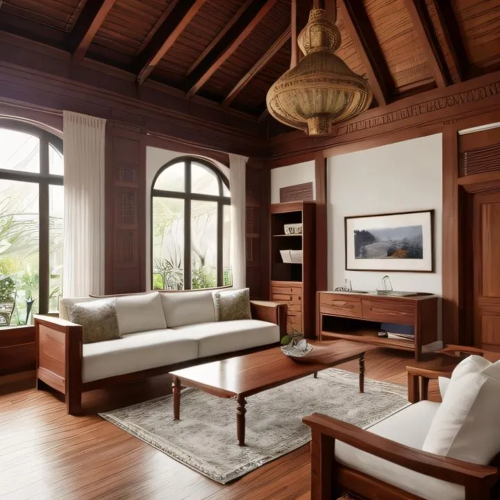 Living room with couch, coffee table, and lamp